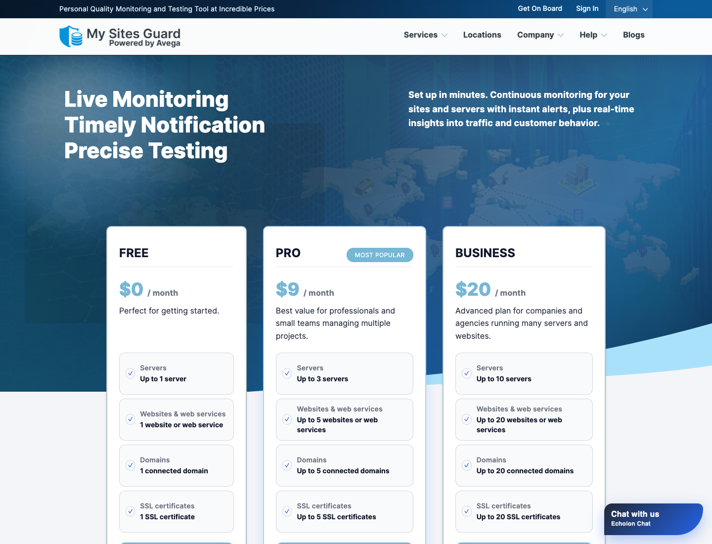 My Sites Guard monitoring platform preview