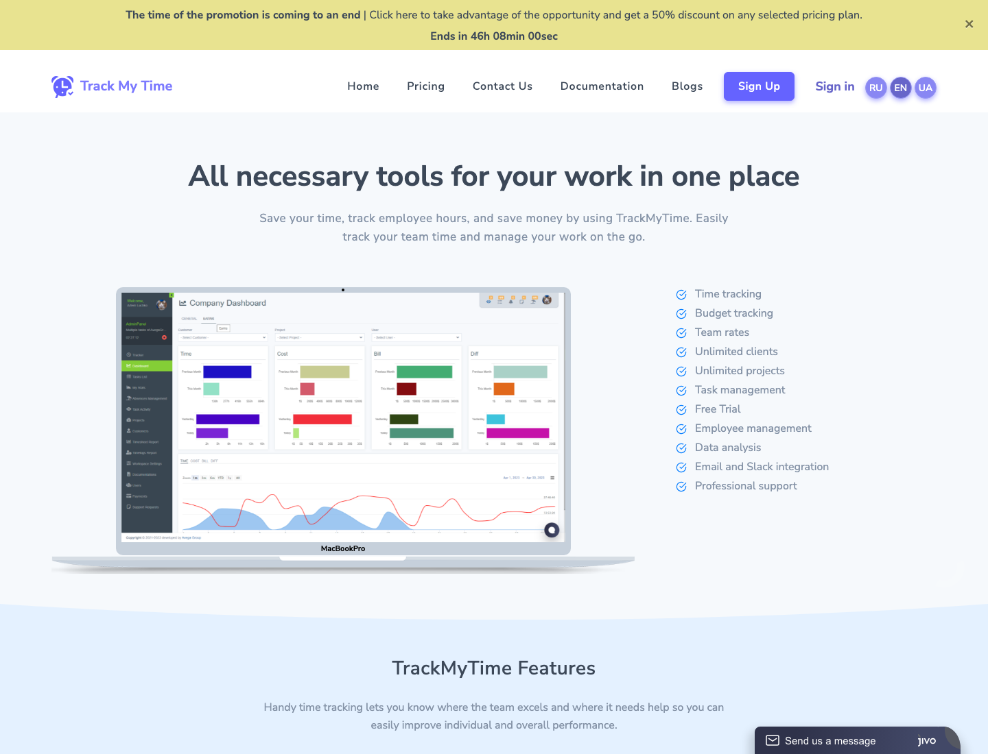 Track My Time productivity platform preview